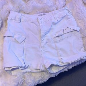 White Cargo Pocket Women's Shorts